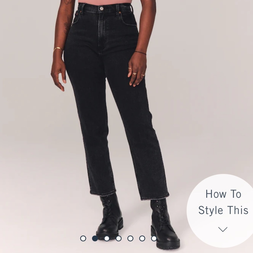 Abercrombie & Fitch Simone High Rise Ankle Straight Washed Black